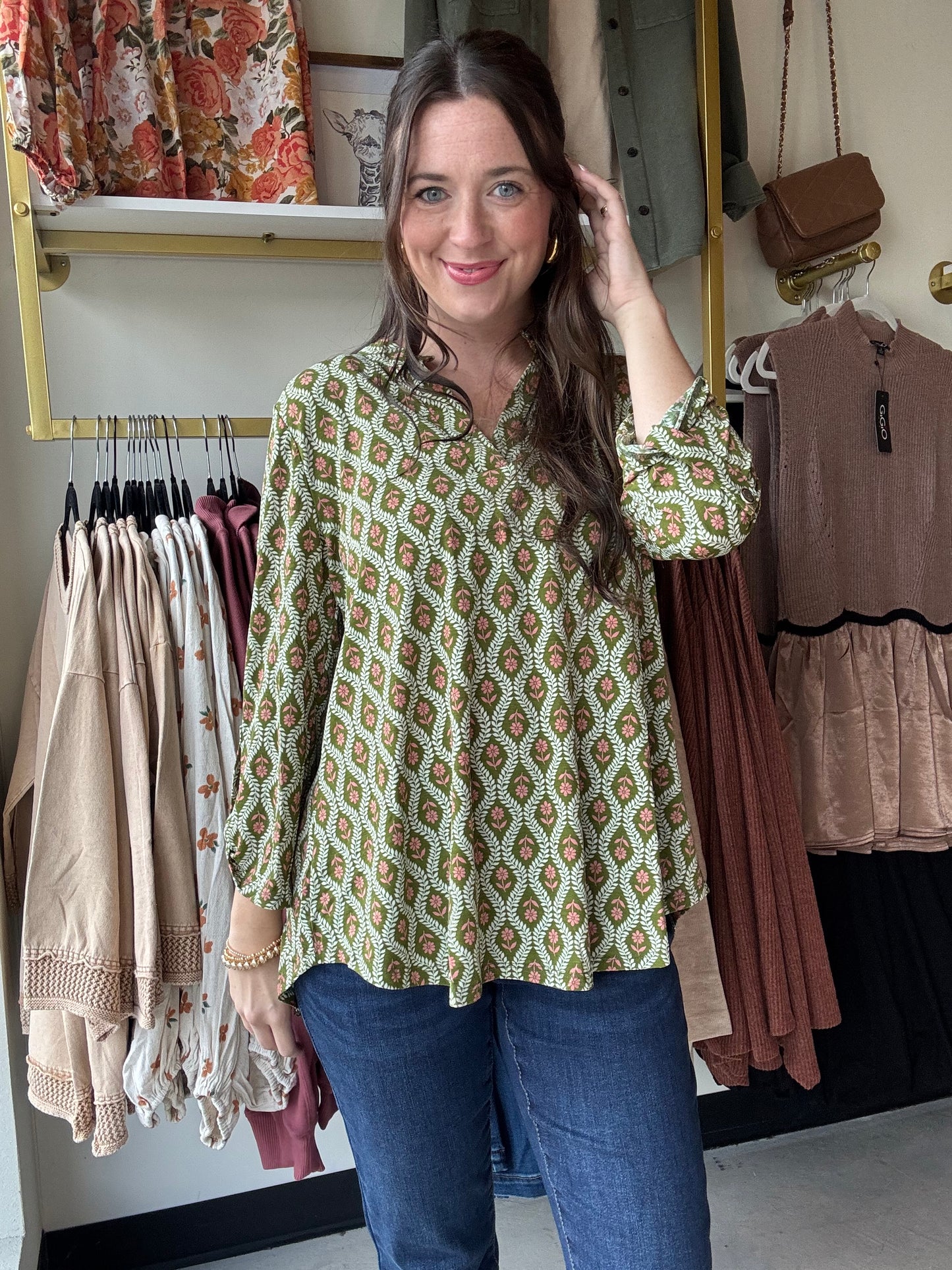 Pink Flower Motif Lizzy Top