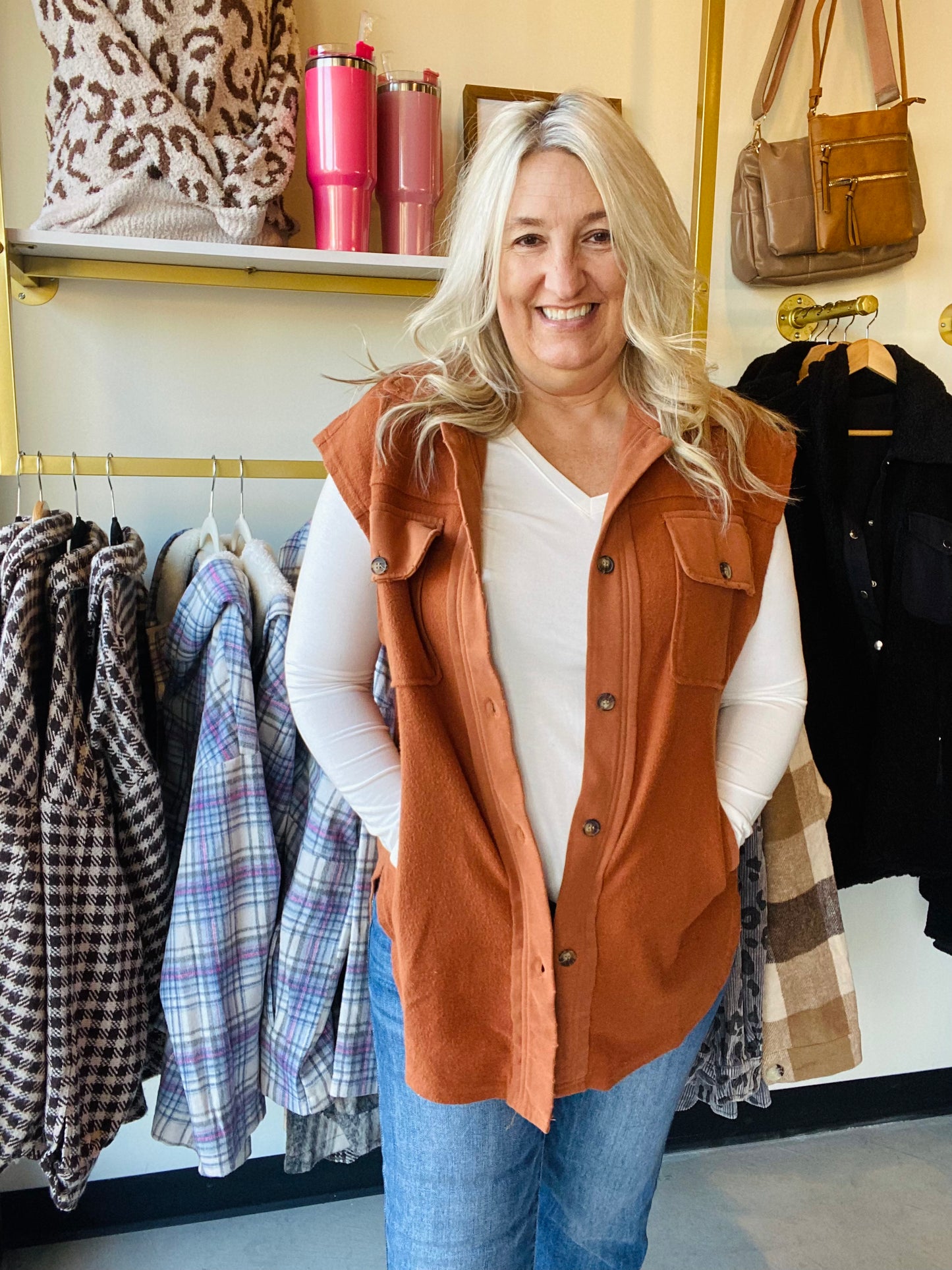 Cognac Shacket Vest