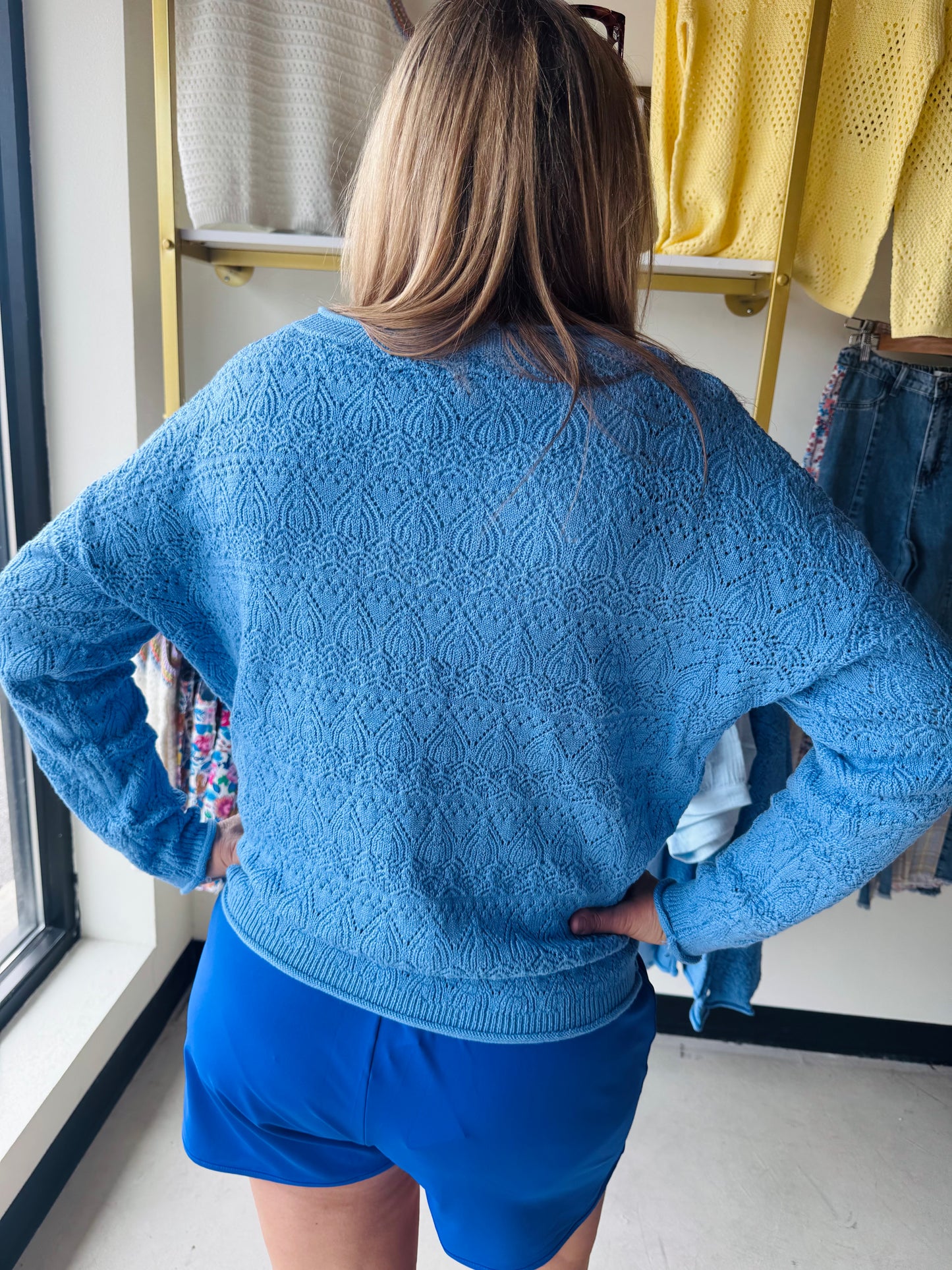 Royal Crochet Pointelle Sweater