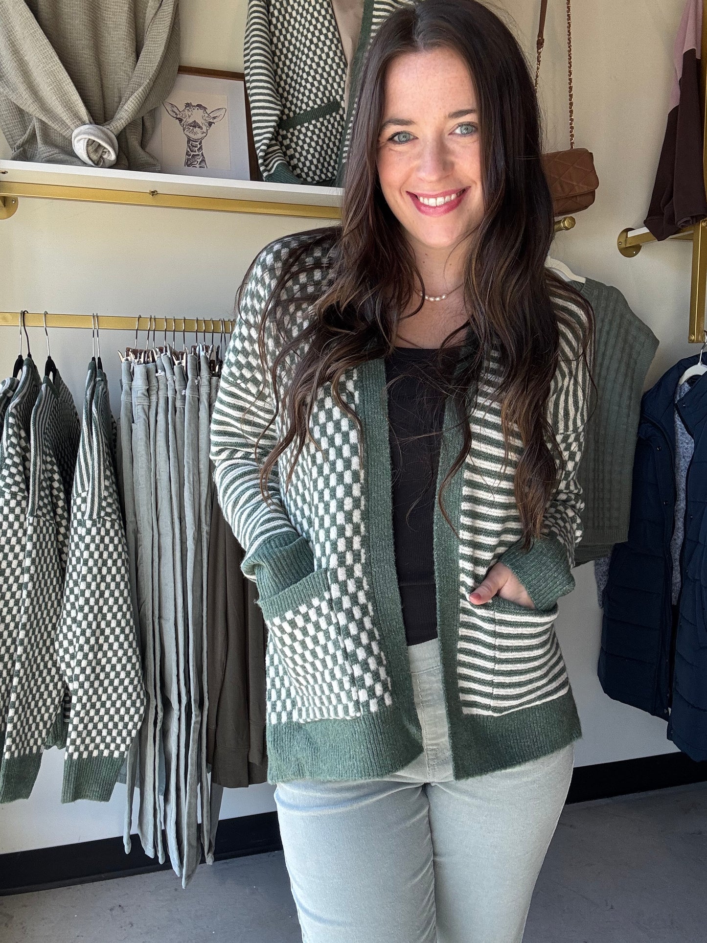 Dark Sage Asymmetrical Cardigan