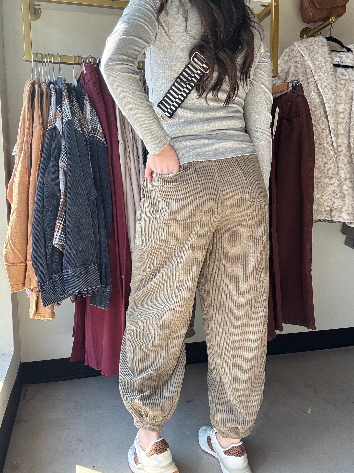 Olive Corduroy Joggers