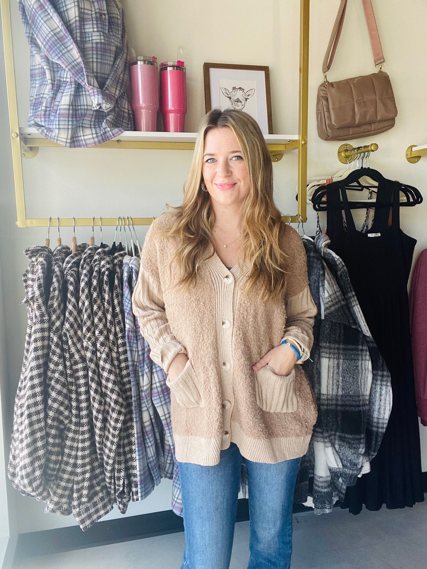 Mocha Sherpa Accent Cardi