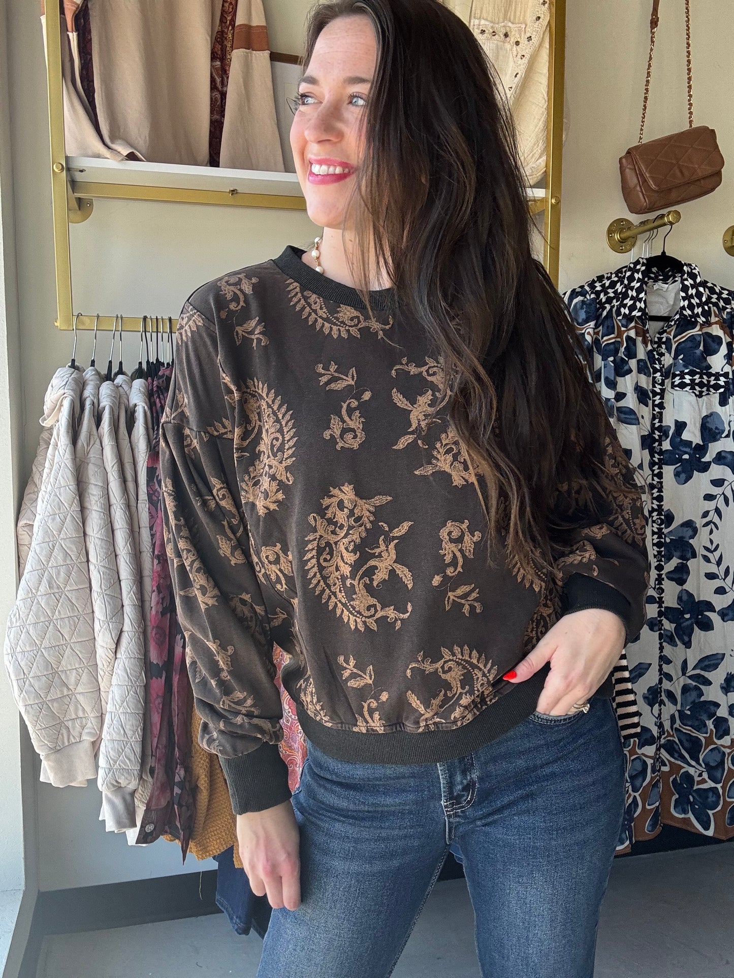 Paisley French Terry Pullover