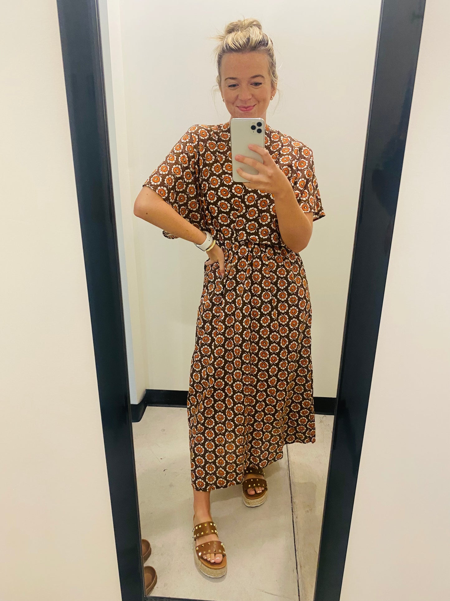 Geographic Printed Midi Dress