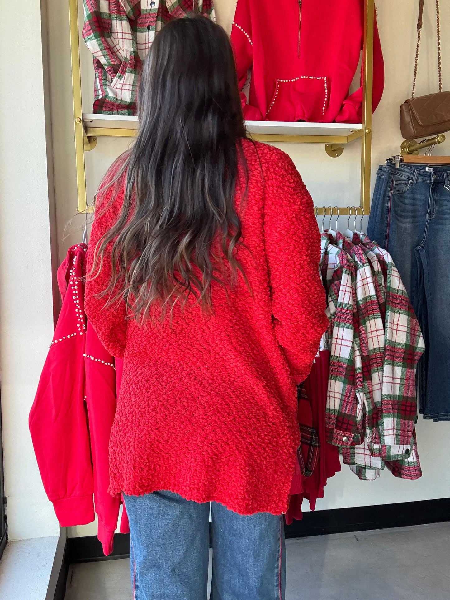 Ruby Red Popcorn Cardigan