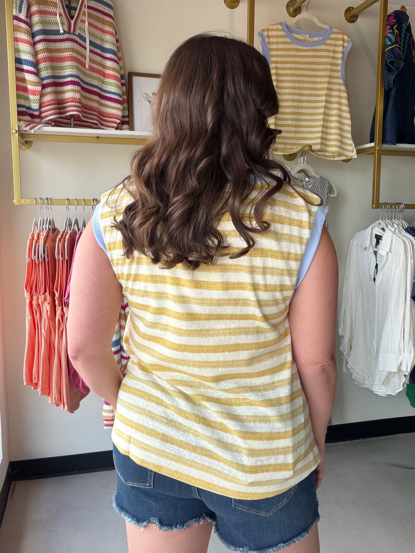 Lemon Blueberry Stripe Muscle Tank