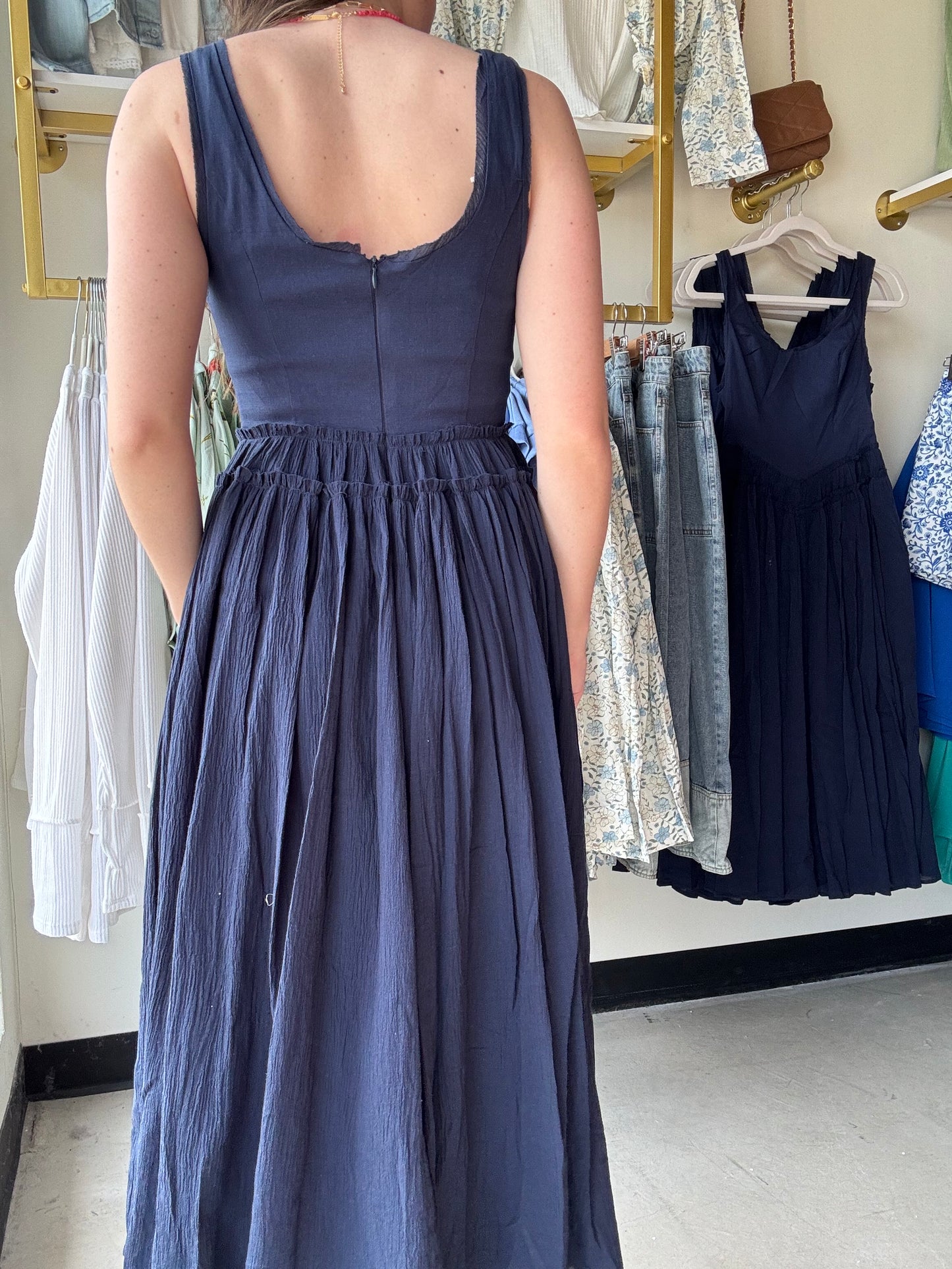 Basque Waist Drayed Dress