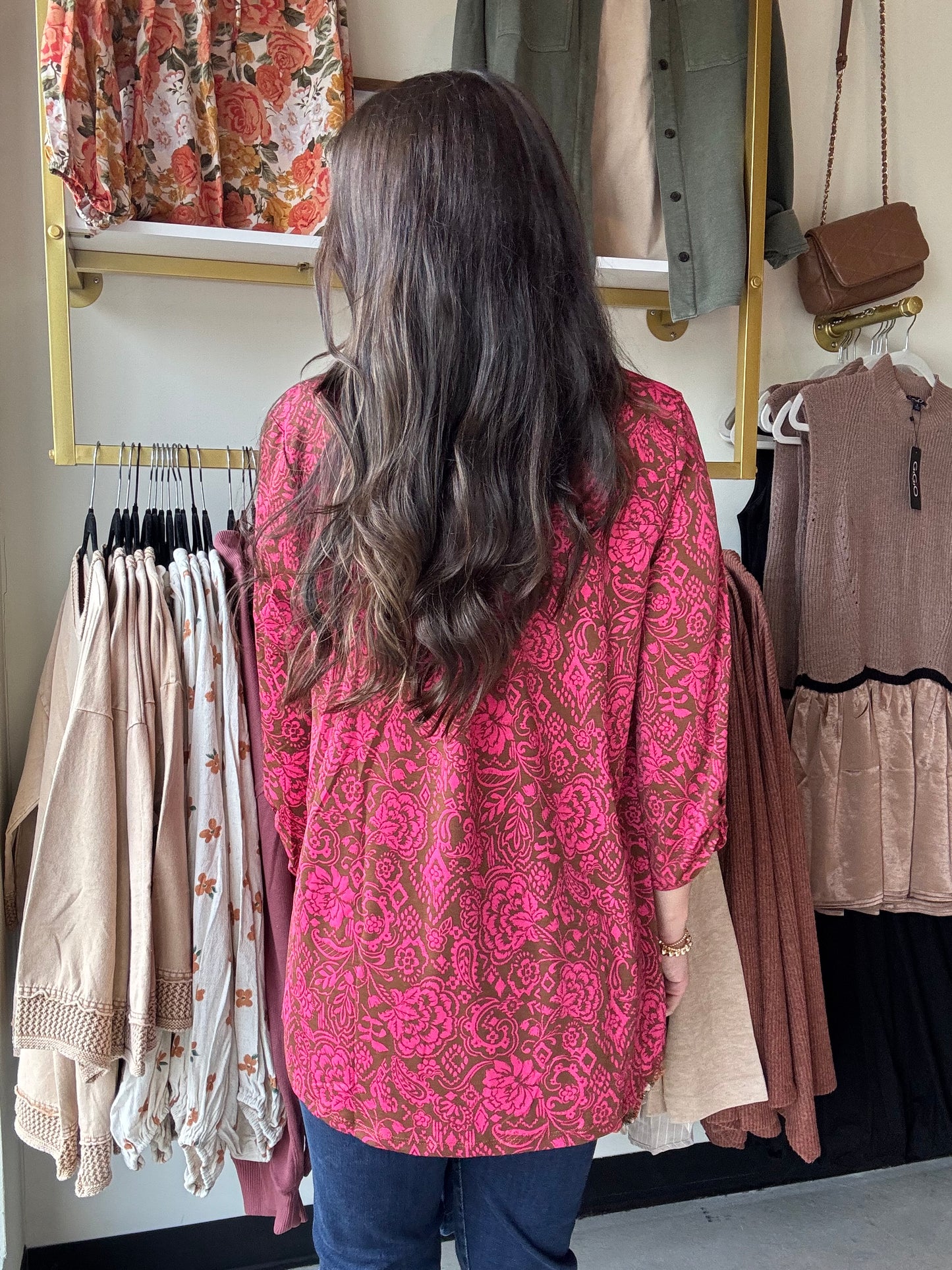 Mocha & Pink Lizzy Top
