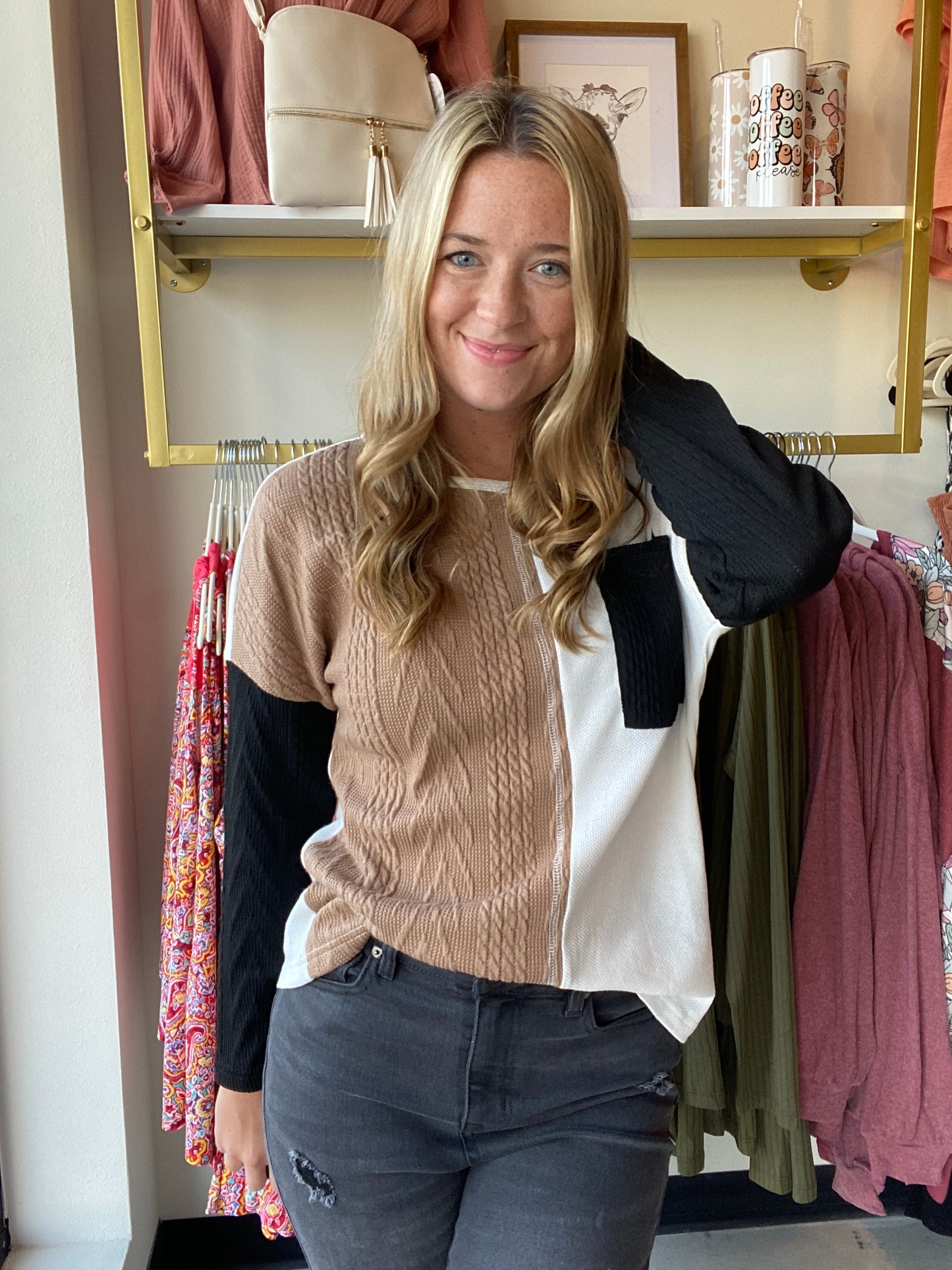 Brown and Black Cable Knit