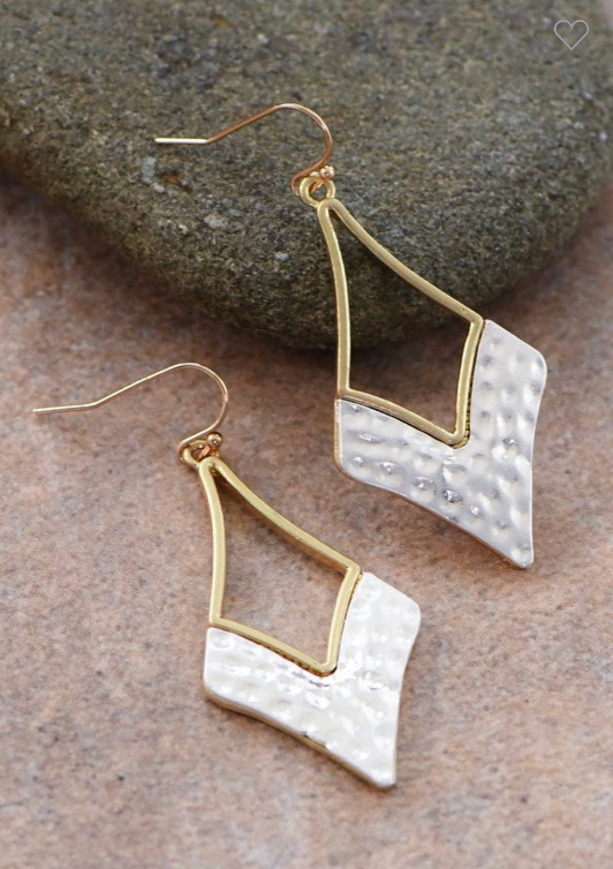 Duotone Hammered Metal Drop Earrings