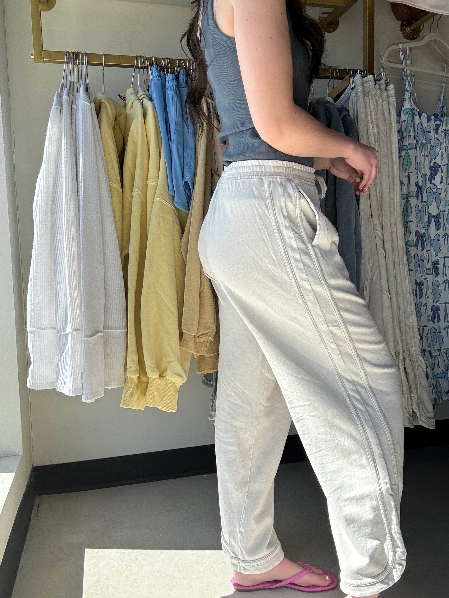 Ecru Terry Knit Pants