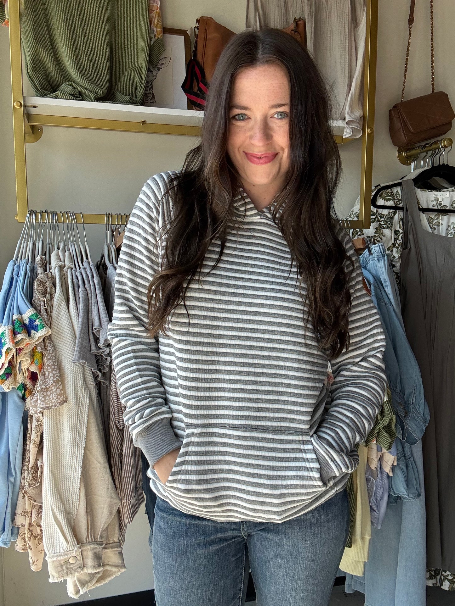 Charcoal Striped Tatum Hoodie