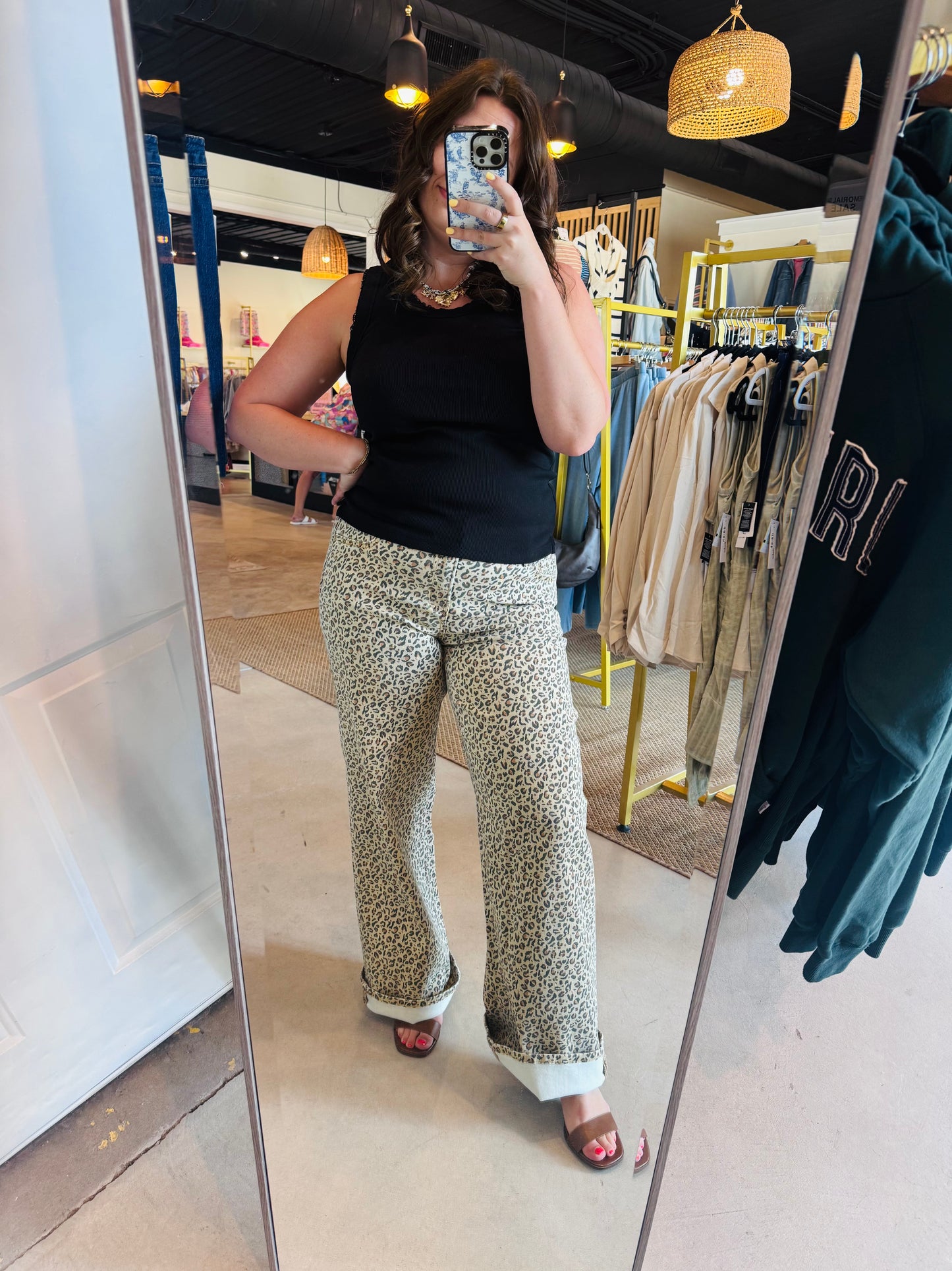Leopard Wide Leg Denim