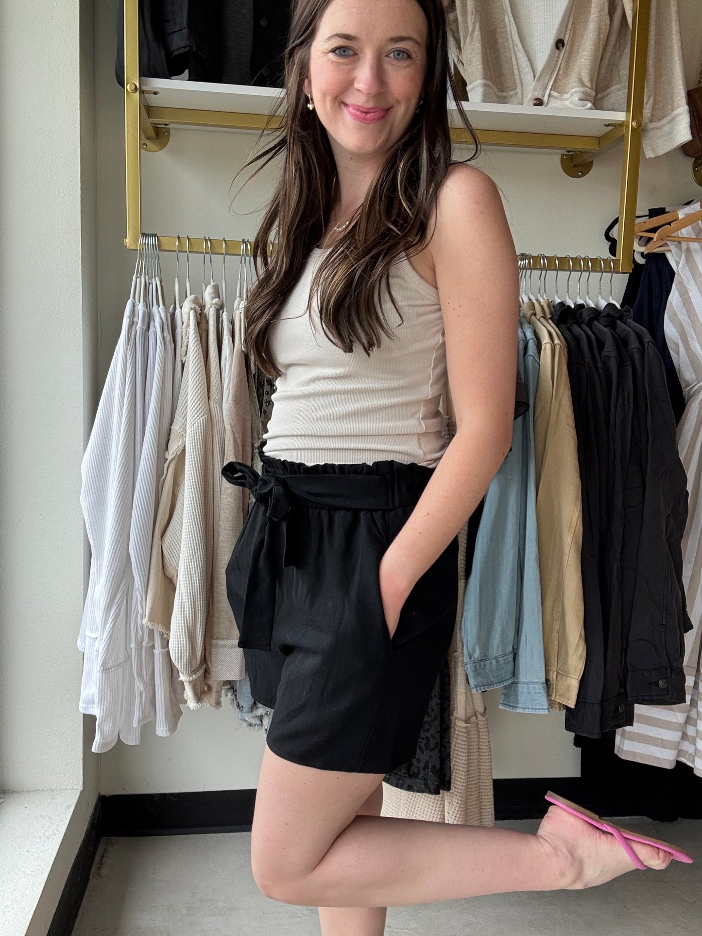 Black Libby Linen Shorts