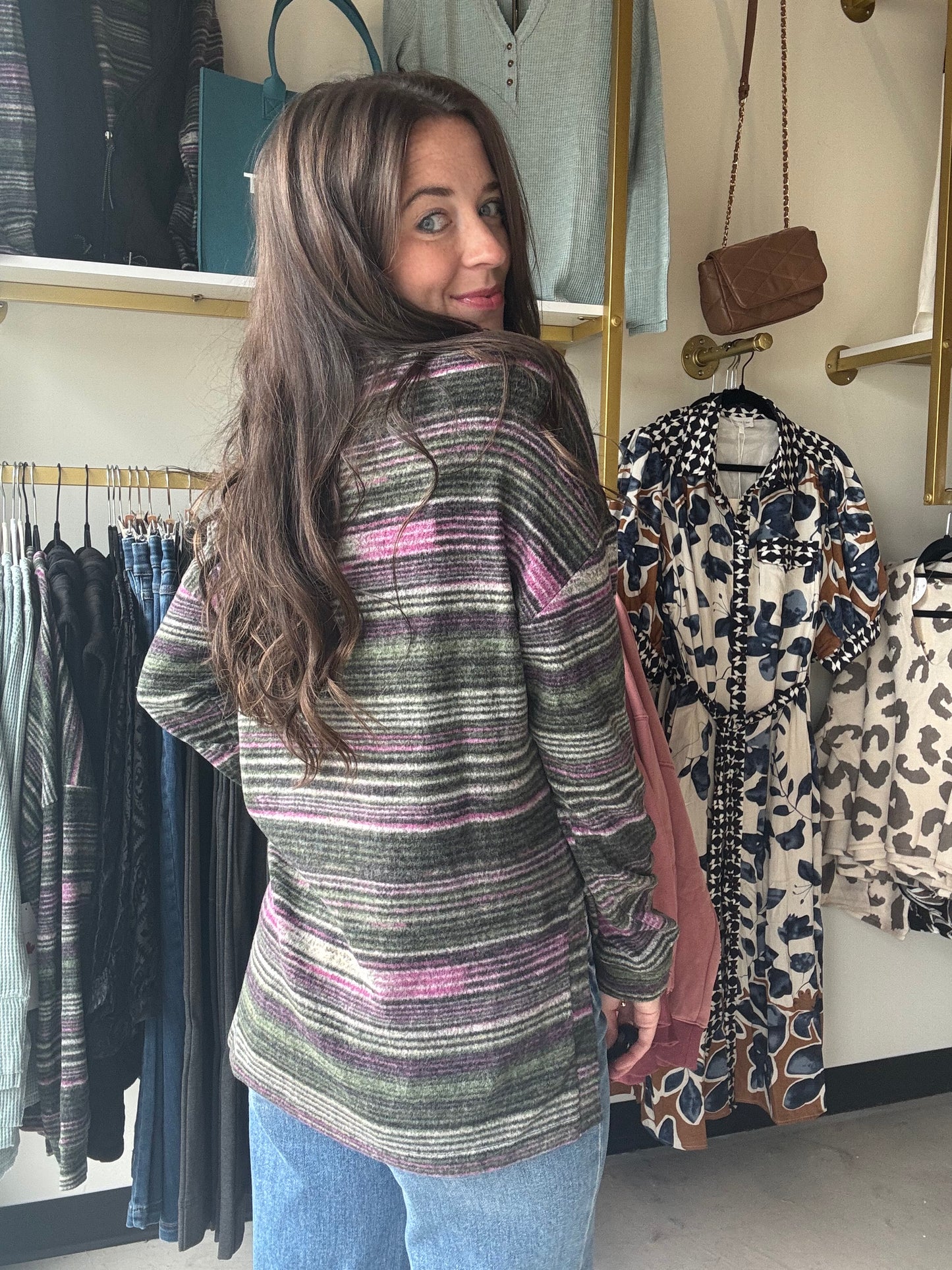 Pink Flambe Mock Neck