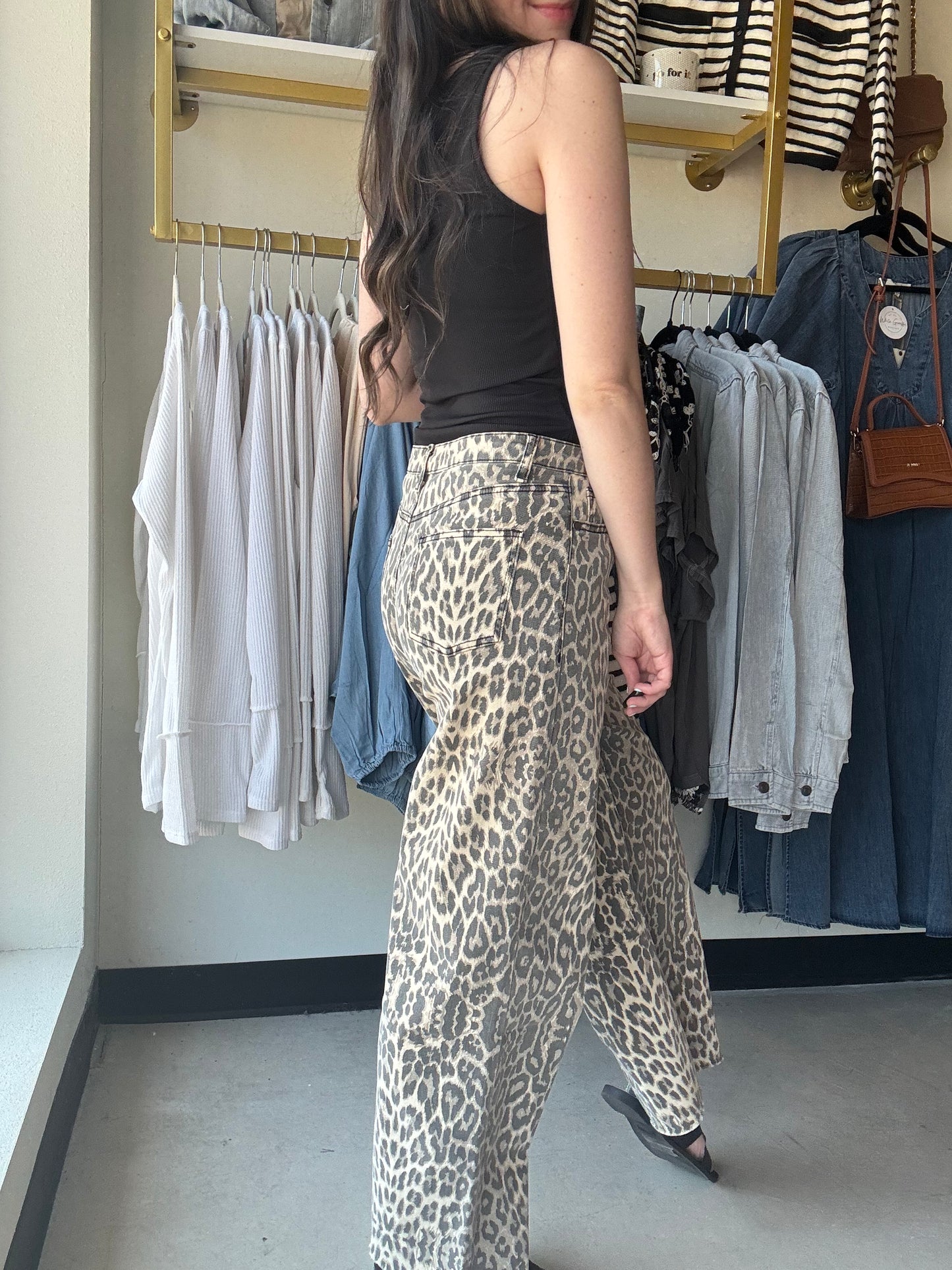 Animal Print Twill Pants