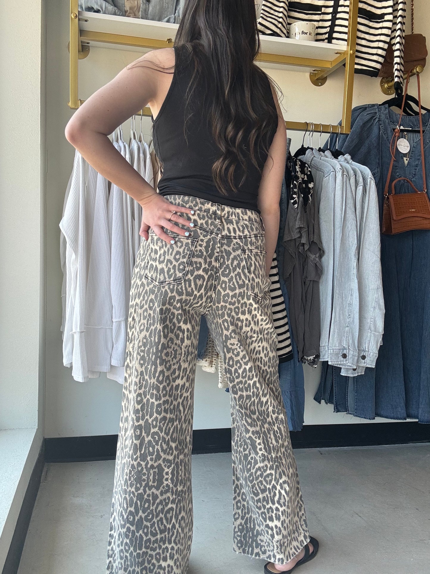 Animal Print Twill Pants