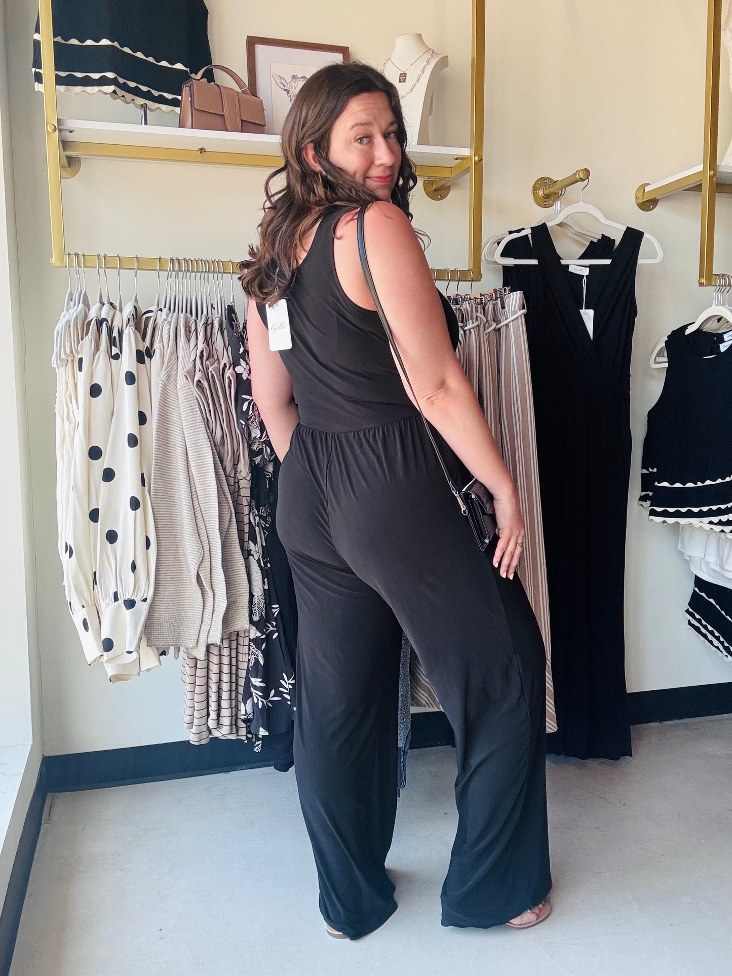 Black Cinched Waist Jumpsuit