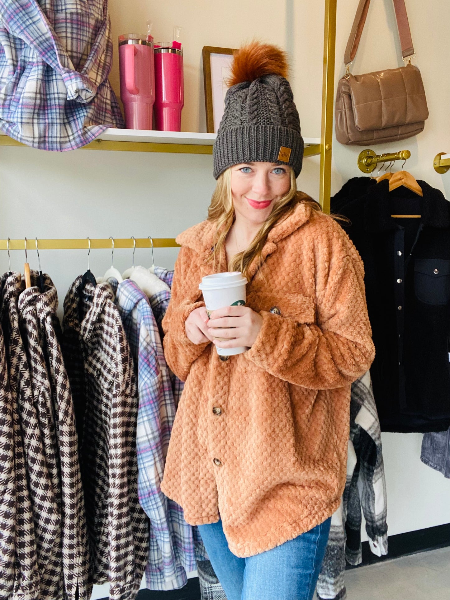 Camel Cozy Fleece Shacket