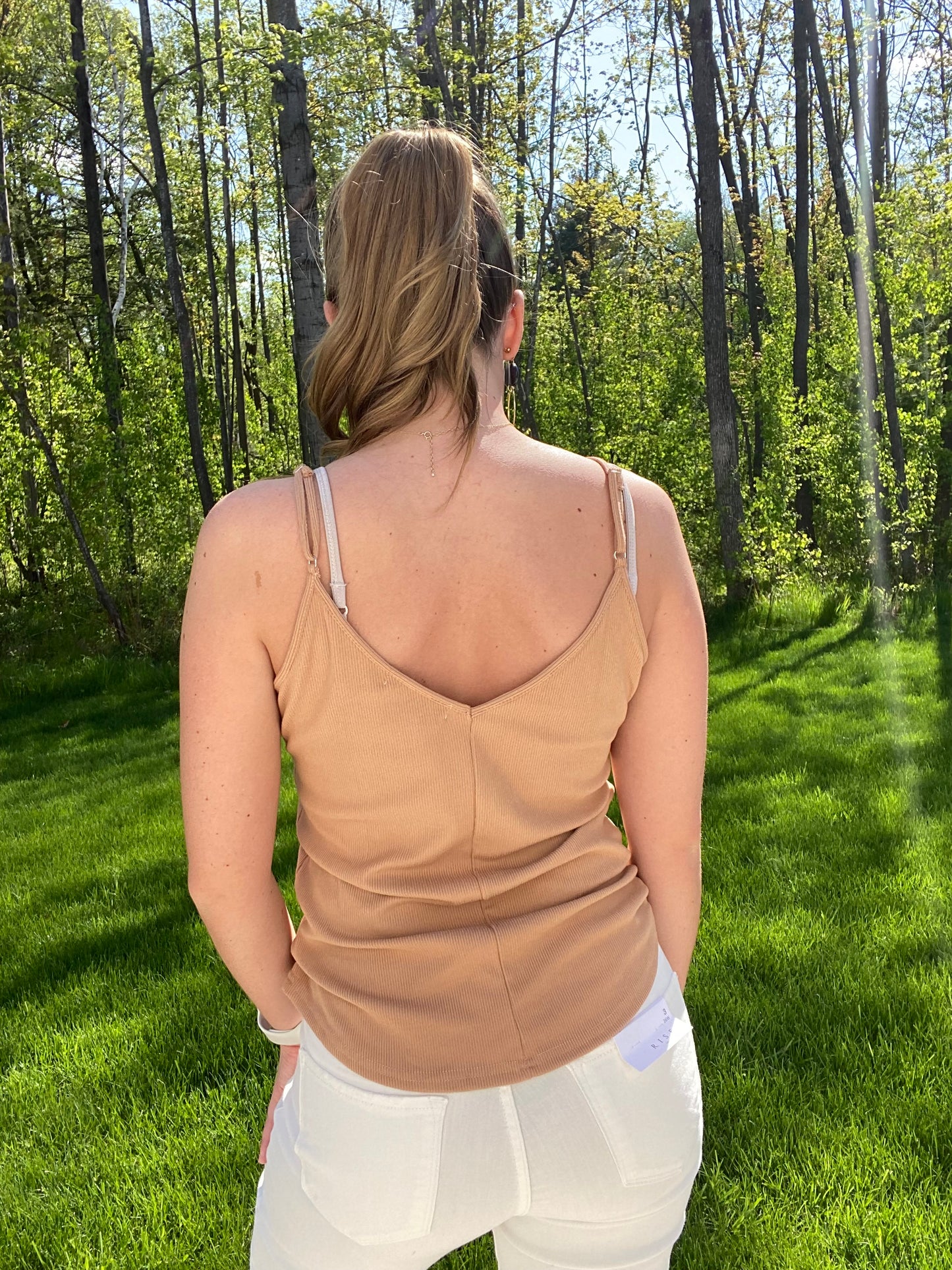 The Deva Ribbed Tank Top - Tan