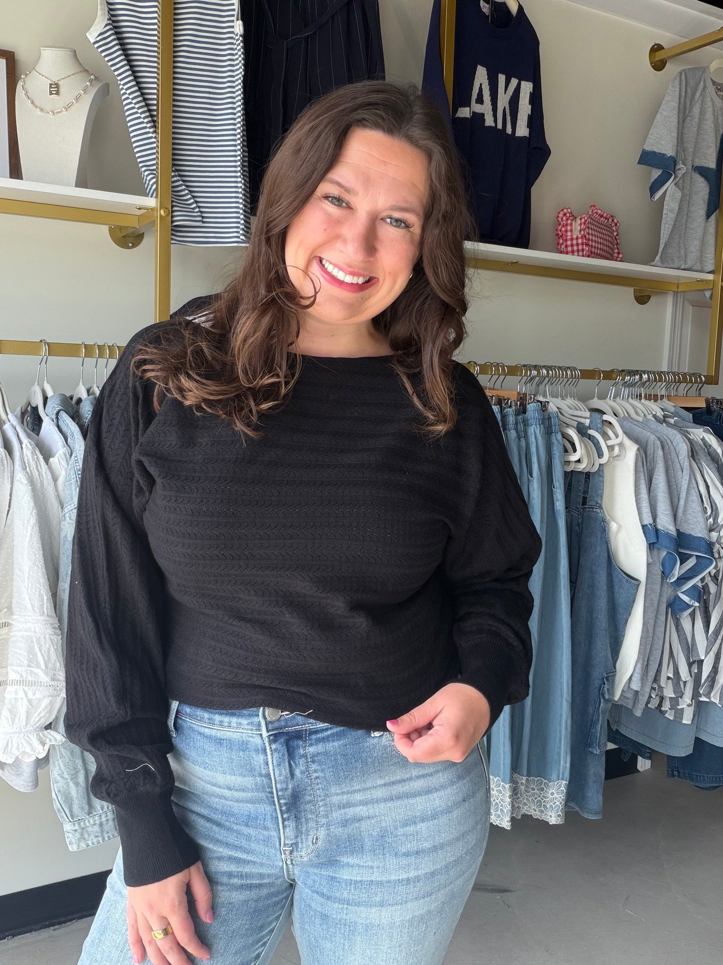 Scoop Neck Black Sweater