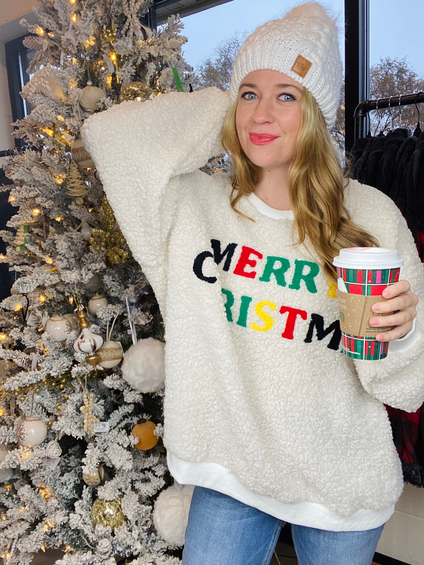 Merry Christmas Sherpa Crewneck