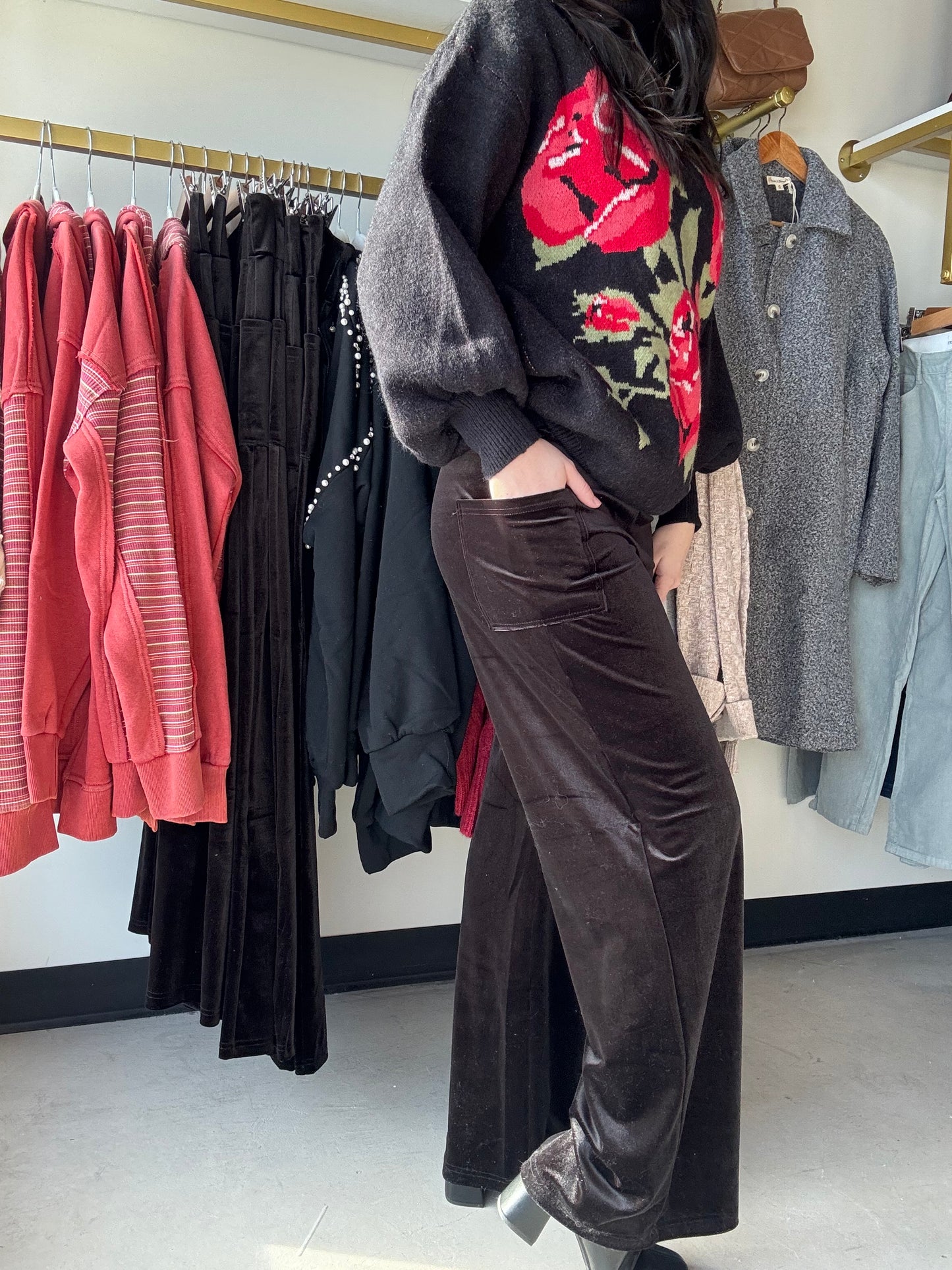 Regina Velvet Wide Leg Pants