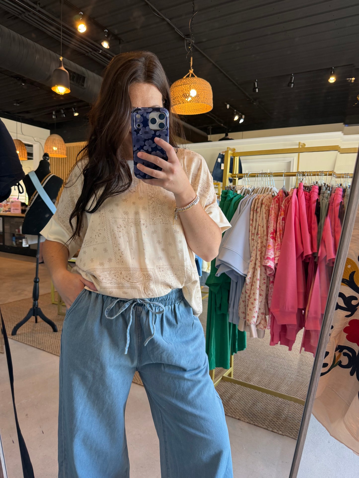 Oatmeal Bandana Patch Top