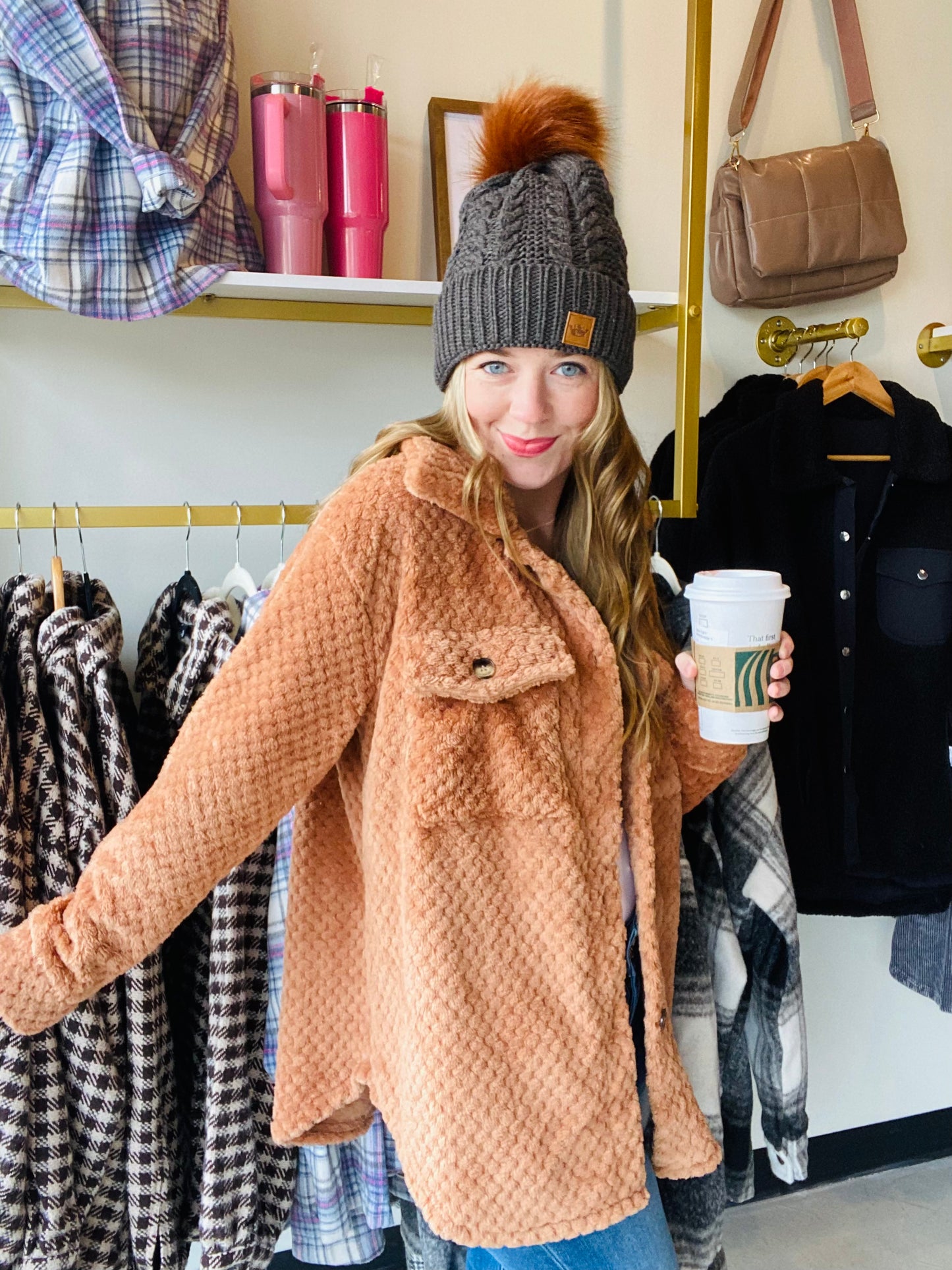 Camel Cozy Fleece Shacket