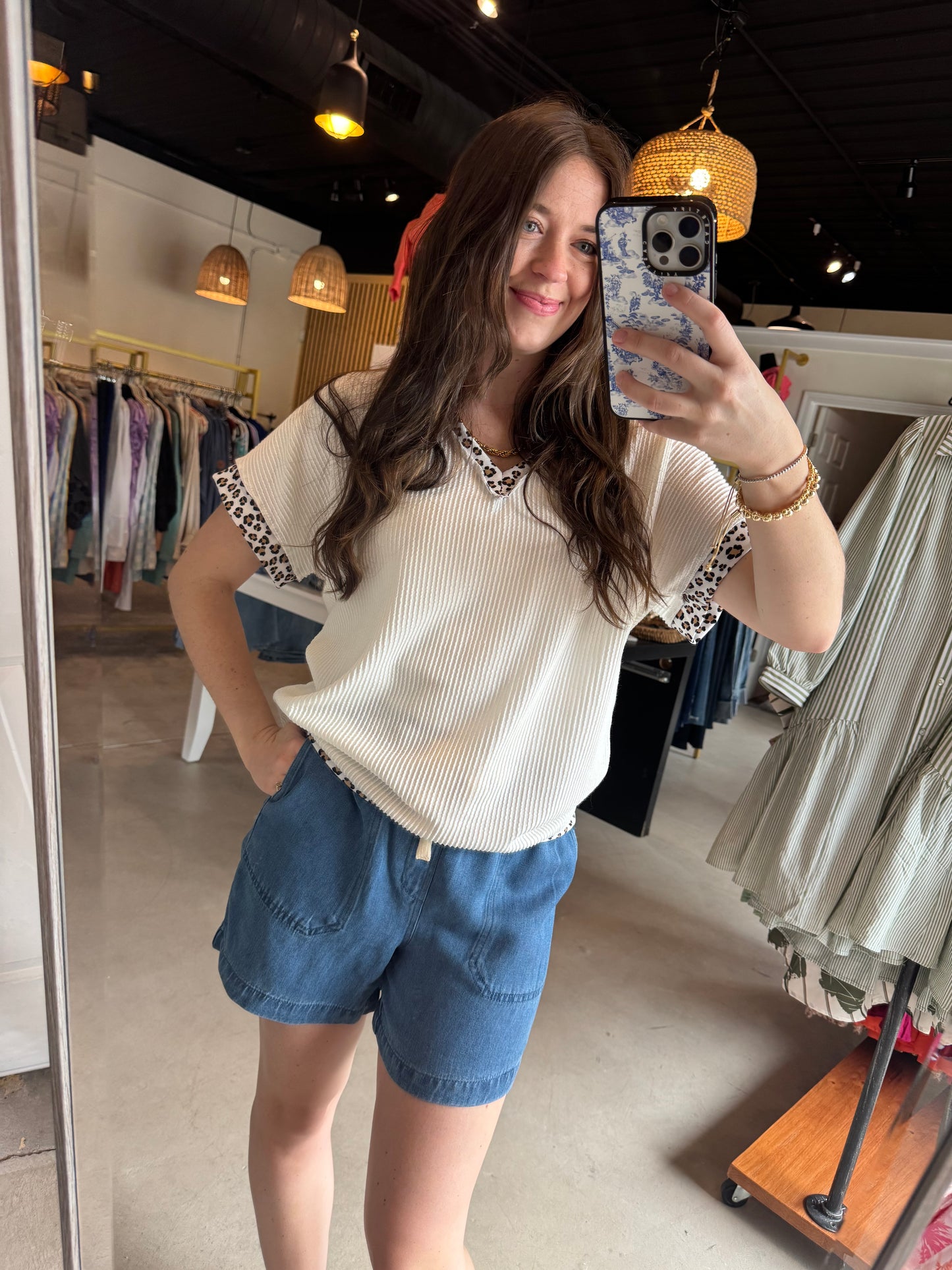 Not Over You Leopard Trim Top
