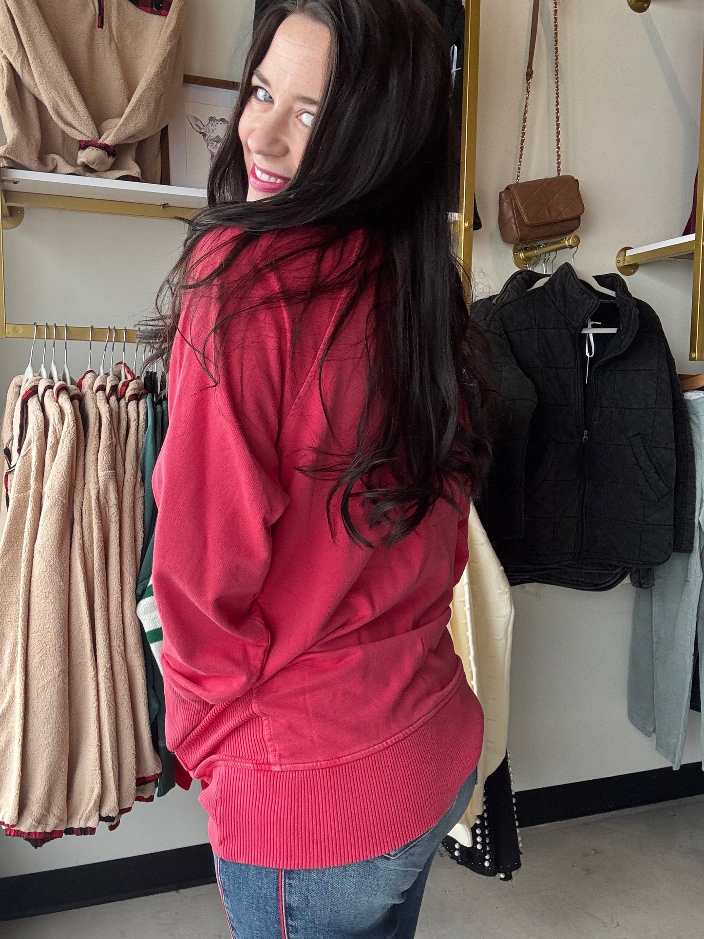 Dark Red Pigment Dyed Pullover