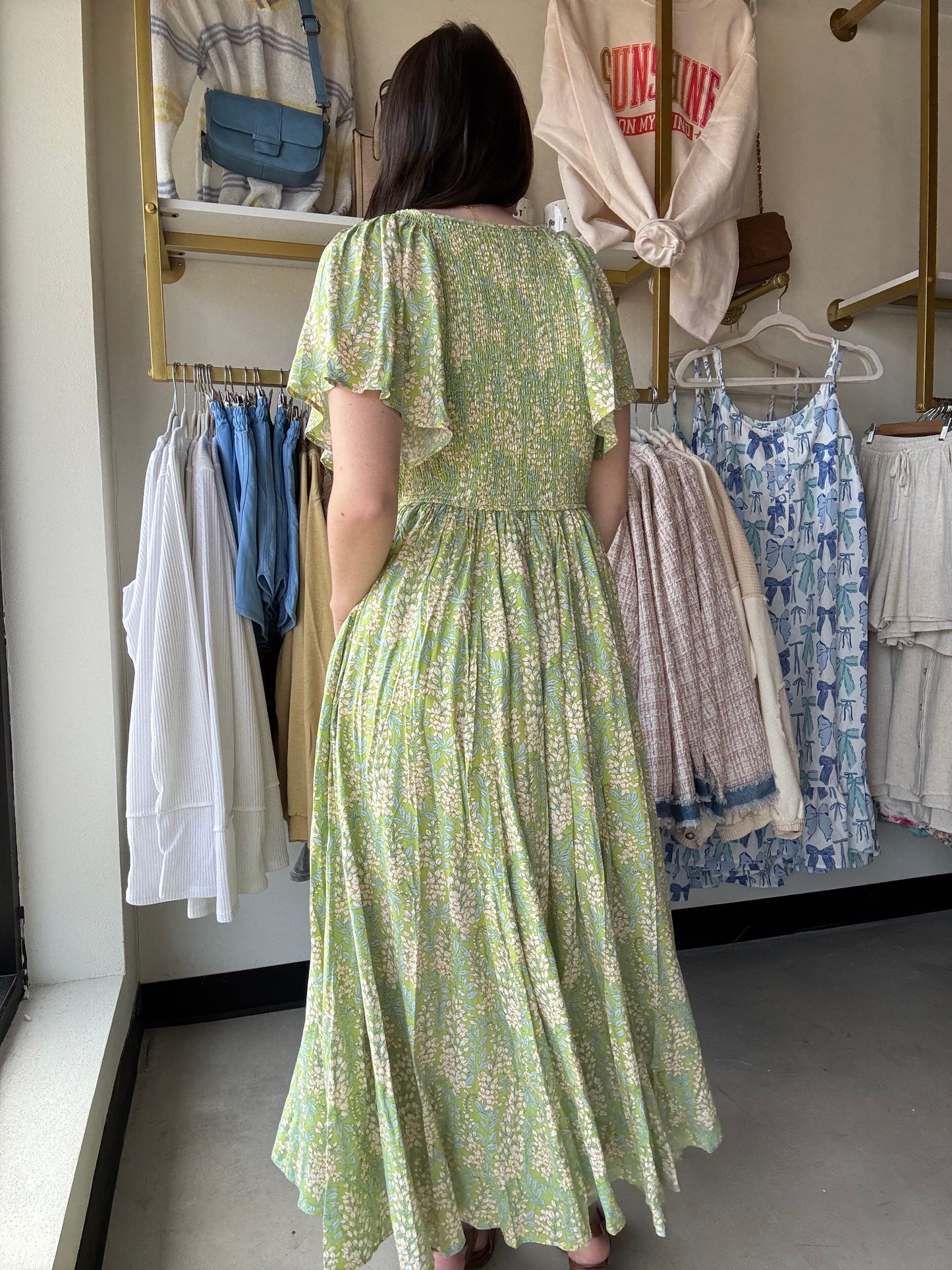 Fern Smocked Waist Button Dress