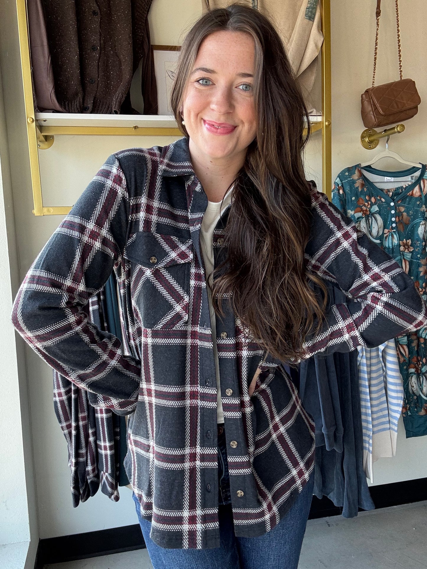 Navy & Red Plaid Cassian Shirt