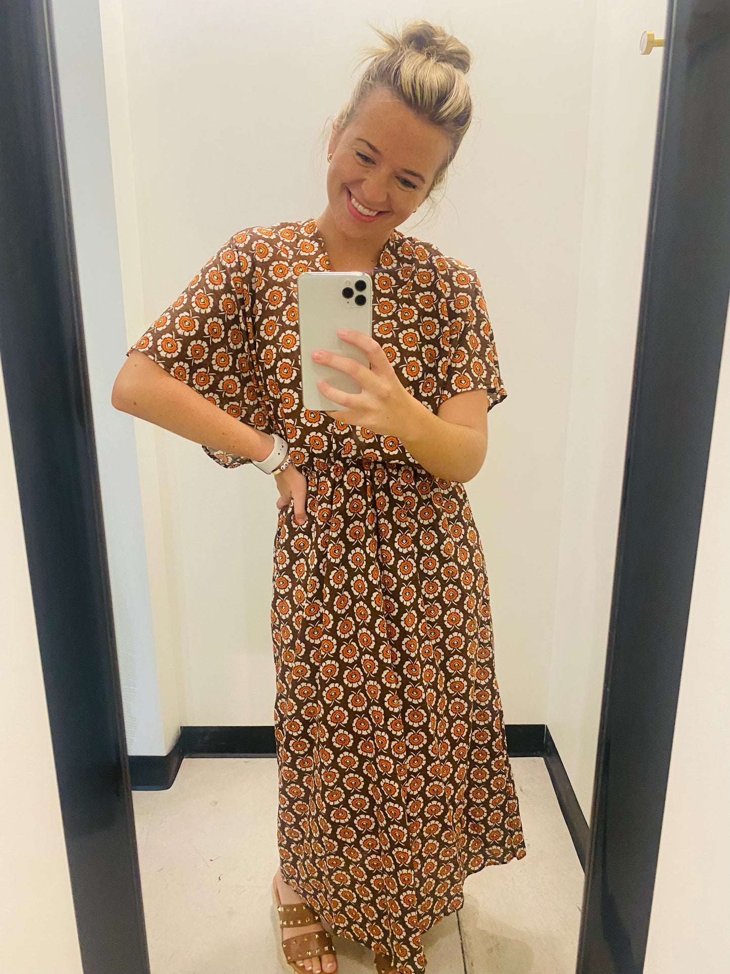 Geographic Printed Midi Dress