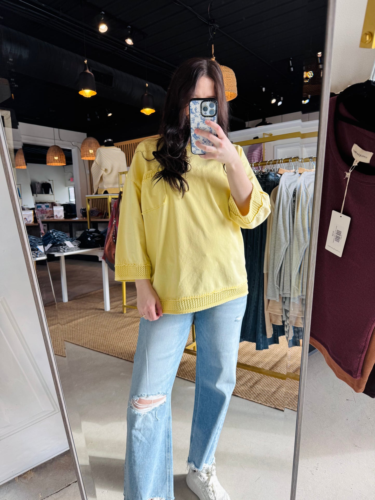 Yellow Mineral Wash Pullover