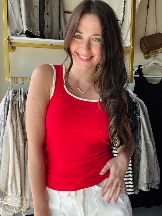Red Two Tone Seamless Tank