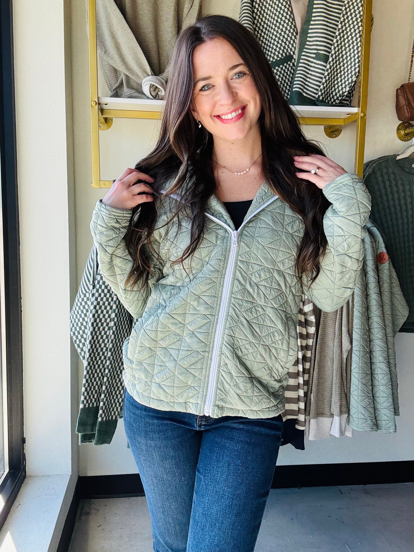 Sage Geometric Full Sleeve Hoodie