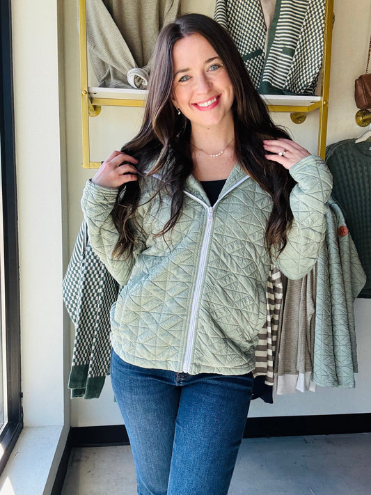 Sage Geometric Full Sleeve Hoodie