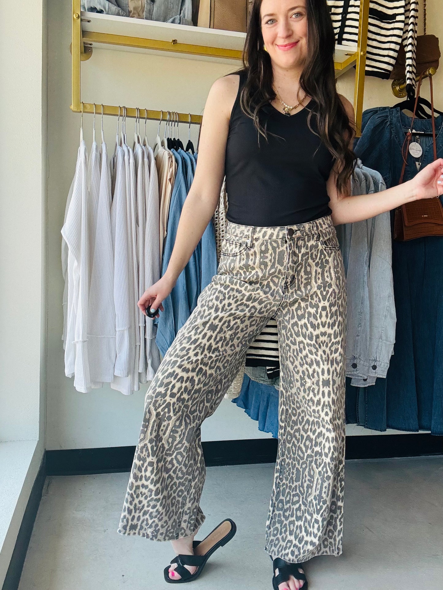 Animal Print Twill Pants