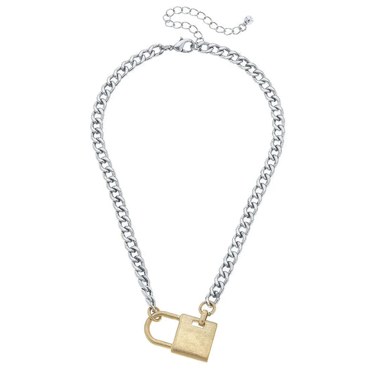 Chrissy Padlocked Curb Chain Necklace