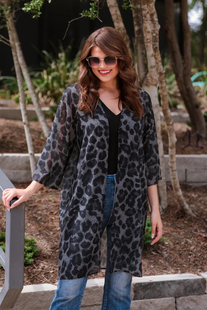 Spot On Charcoal Leopard Kimono