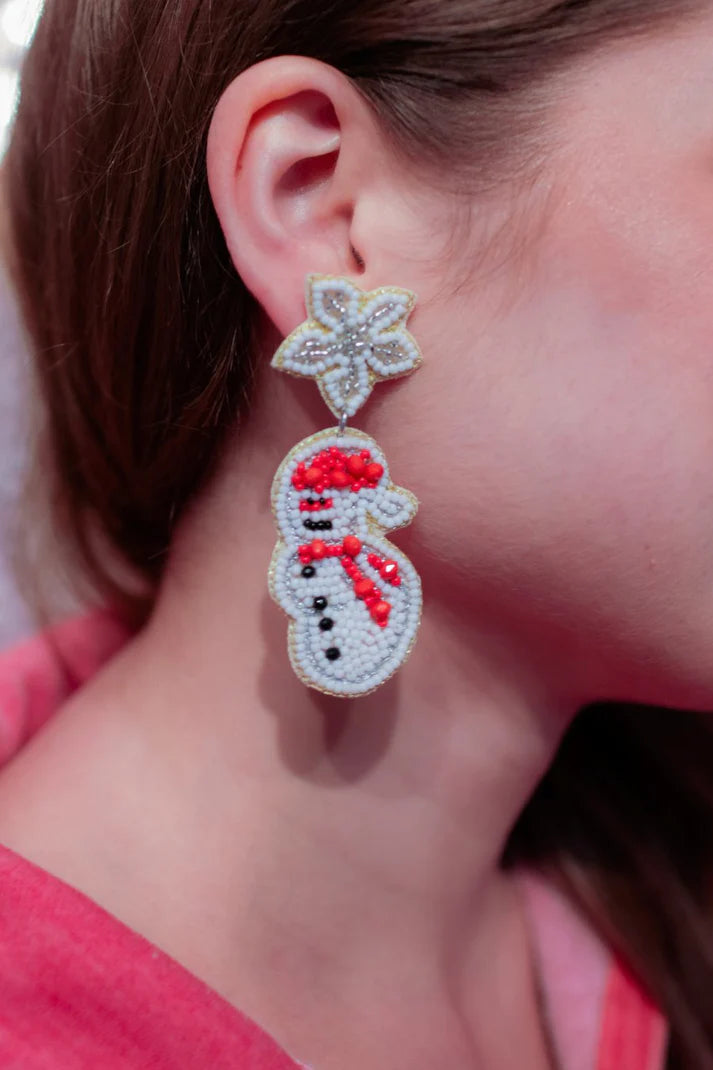 Snowman Beaded Drop Earrings
