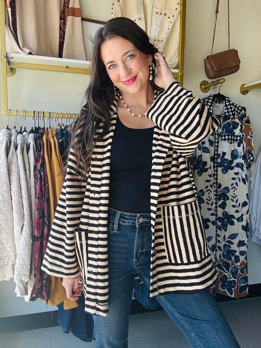 Striped Combo Button Up Shacket