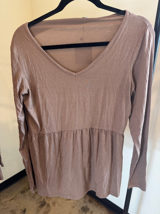 #19 Peplum Top- Taupe