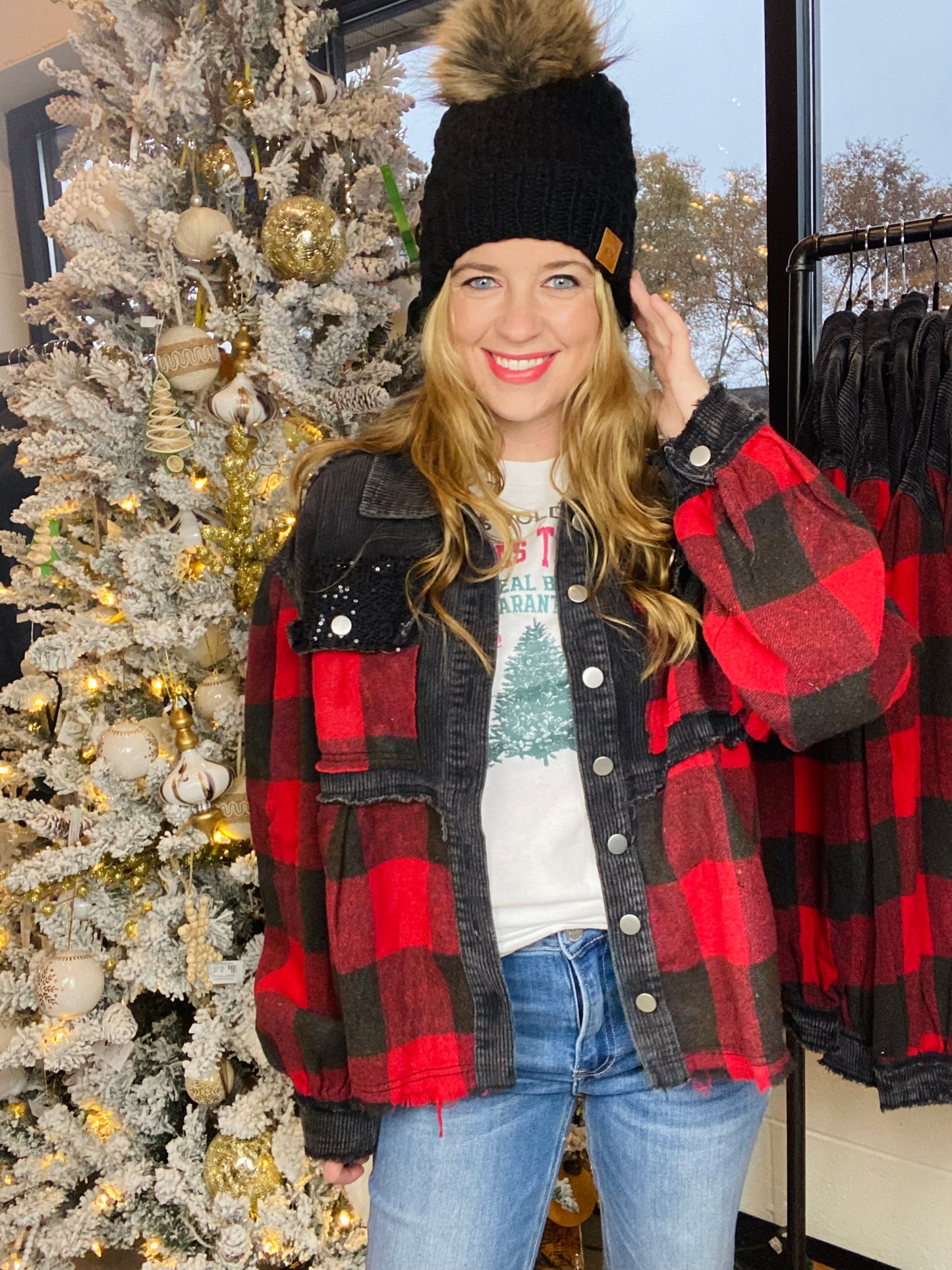 Buffalo Plaid Sequin Shacket