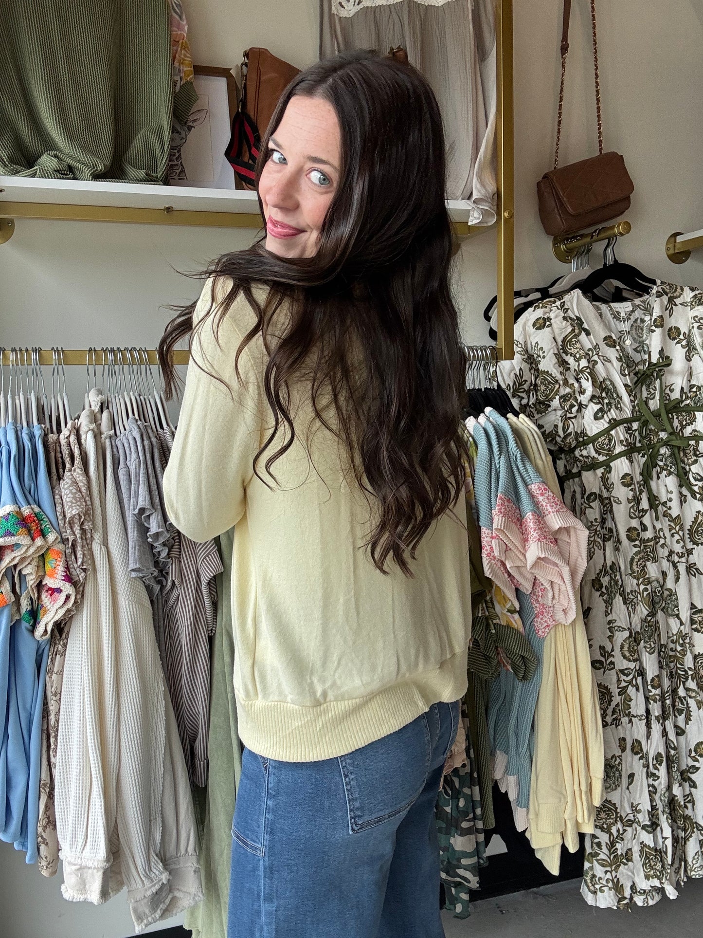 Pastel Yellow Sweater Cardi