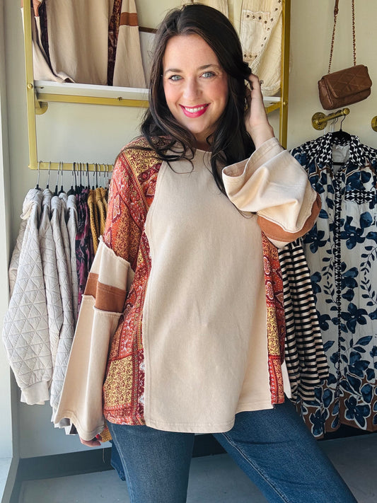 Paisley Gold Tones Long Sleeve