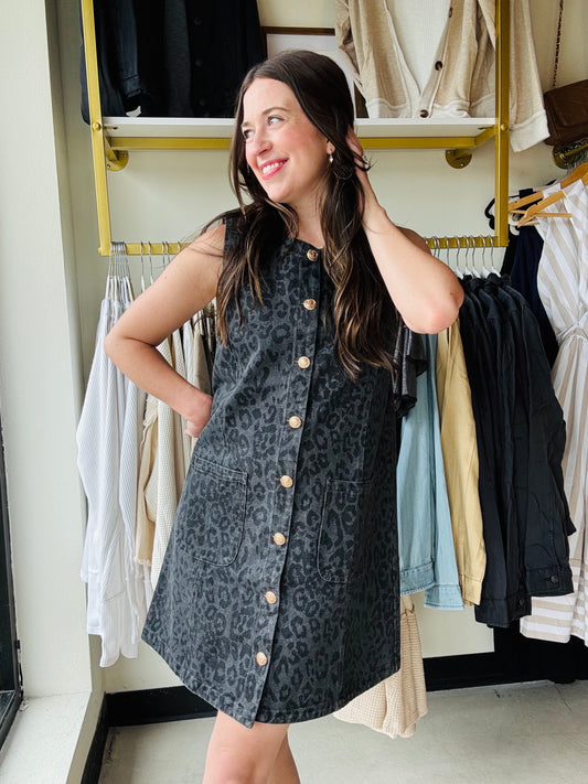 Charcoal Leopard Dress