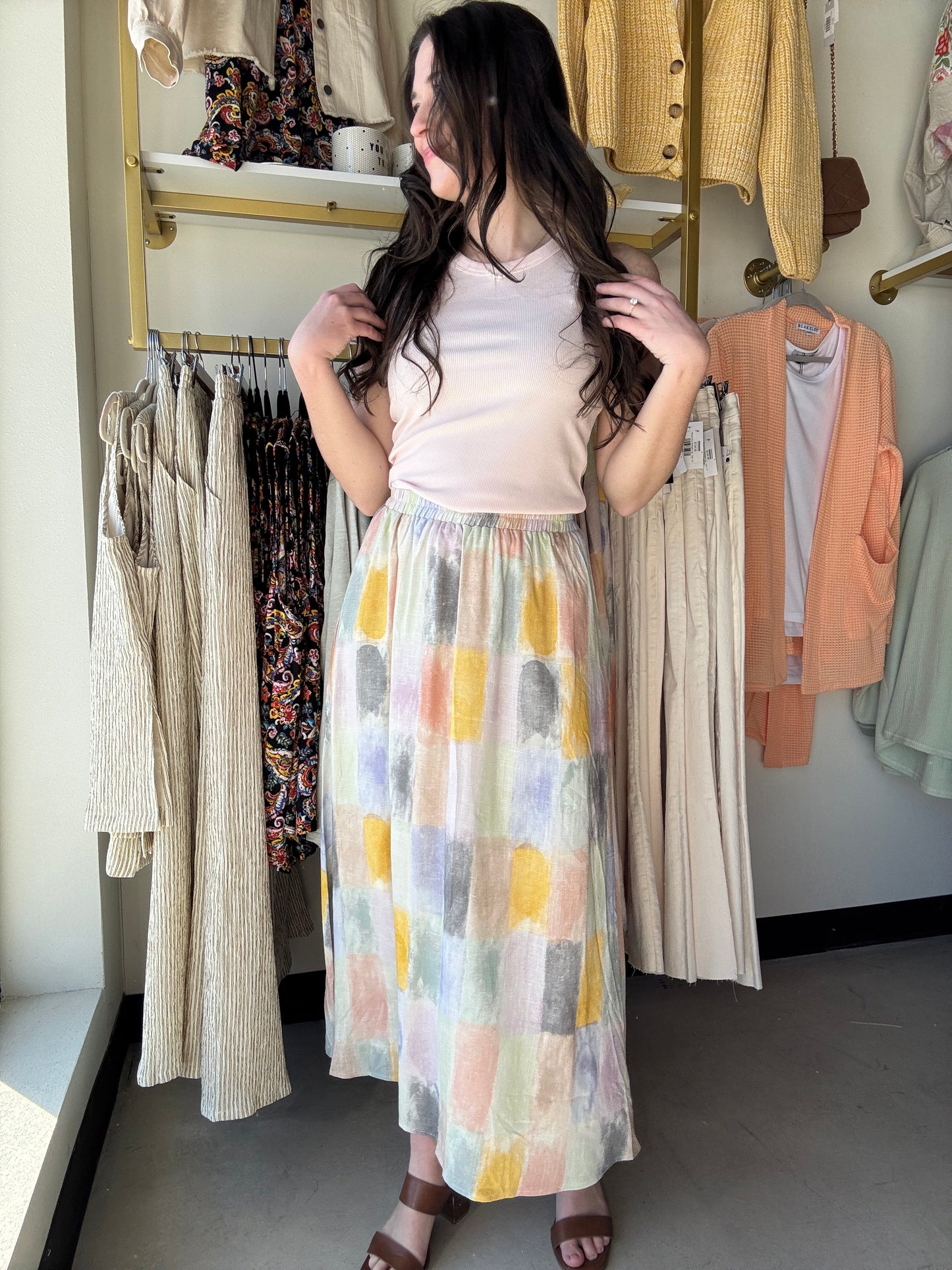 Petrichor Gathered Midi Skirt