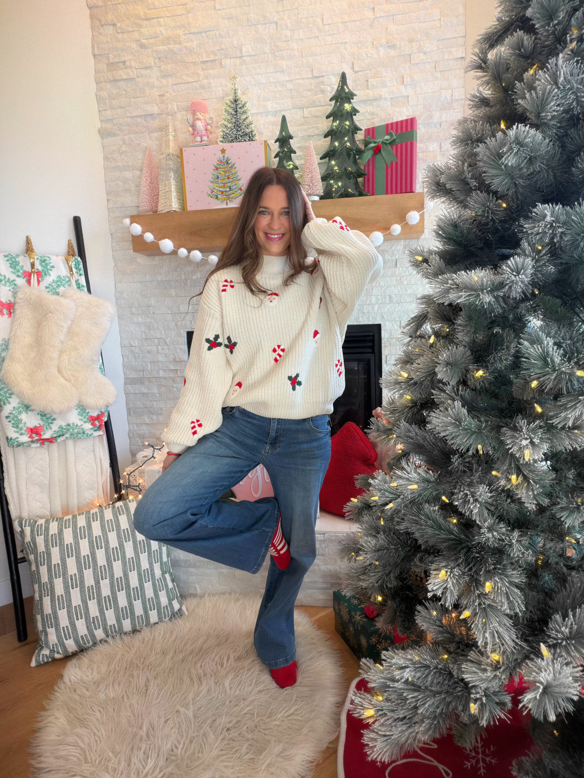 Christmas Motif Chenille Sweater